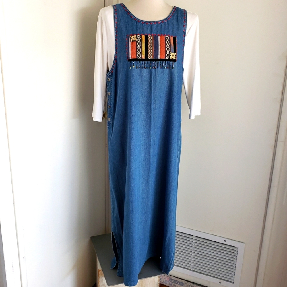 Vintage Tantrum Blues Sleeveless Column Denim Dress